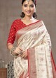 Zari Weaving Saree In White Color